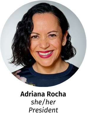 Headshot of Adriana Rocha (she/her pronouns), President of NFG