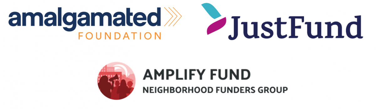 Amalgamated Foundation, JustFund, and Amplify Fund at Neighborhood Funders Group logos