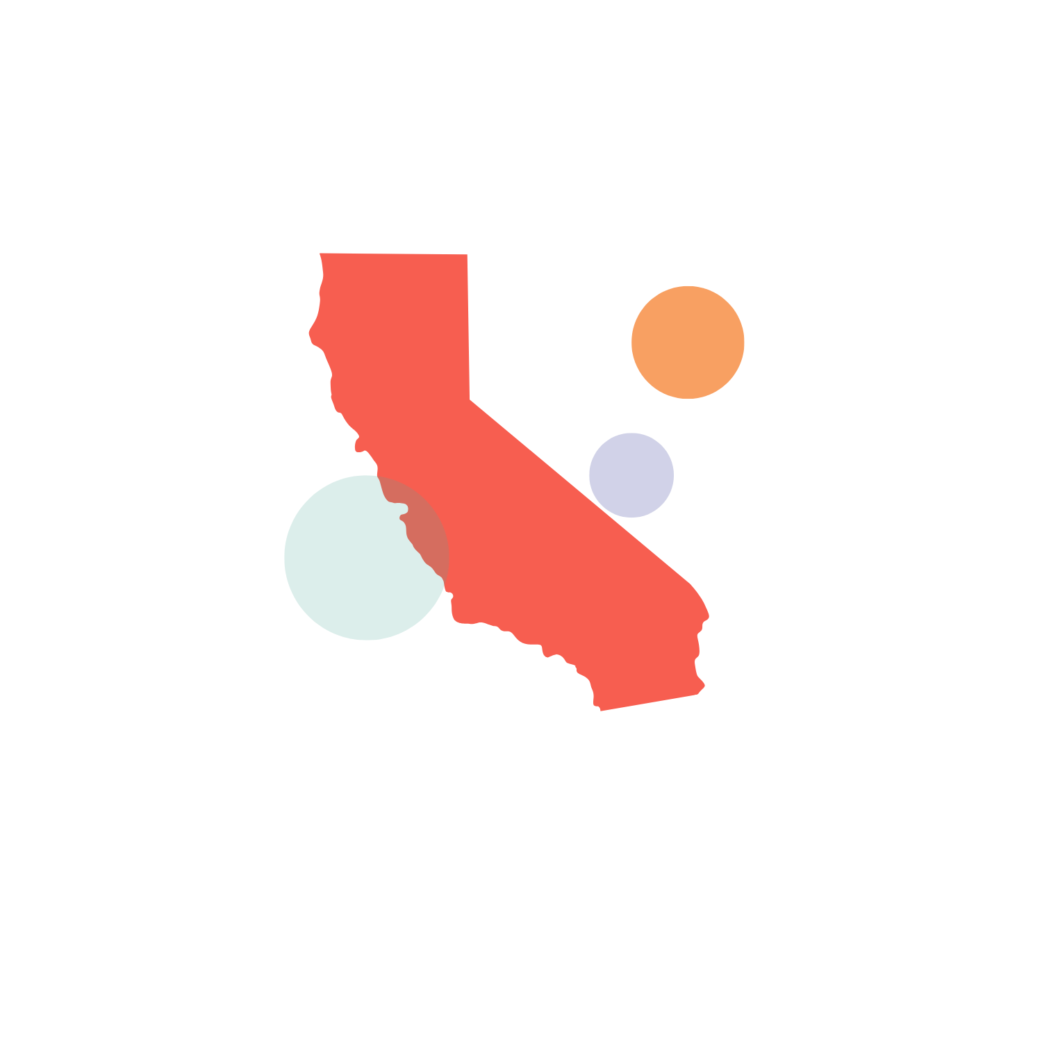 Illustrated outline of the state of California.