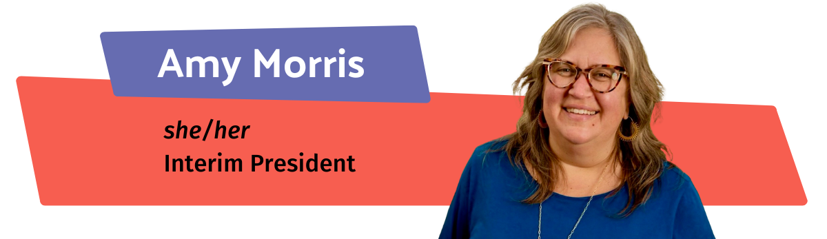 Graphic signature for Amy Morris. It includes Amy's headshot on the right and her name, pronouns, and title to the left.