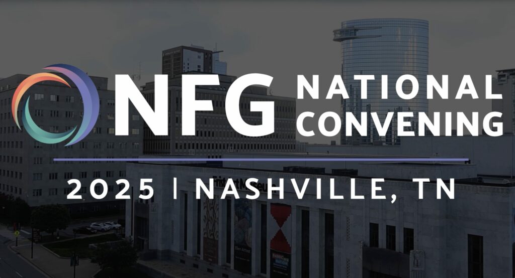 NFG logo for the 2025 National Convening over a cityscape image of Nashville