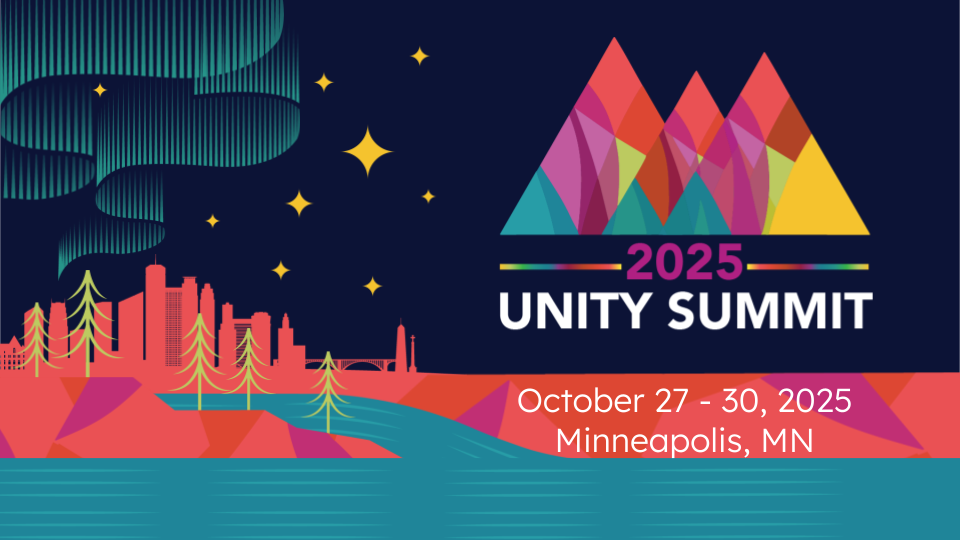 Poster for the 2025 Unity Summit featuring the Minneapolis skyline.